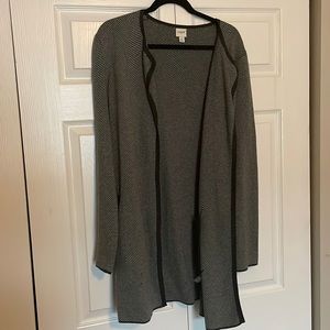 J. Crew Factory gray herringbone sweater with pockets, Medium